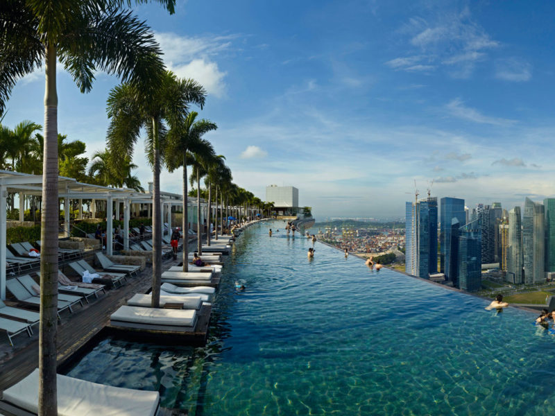 The rooftop pool at Marina Bay Sands, Singapore.