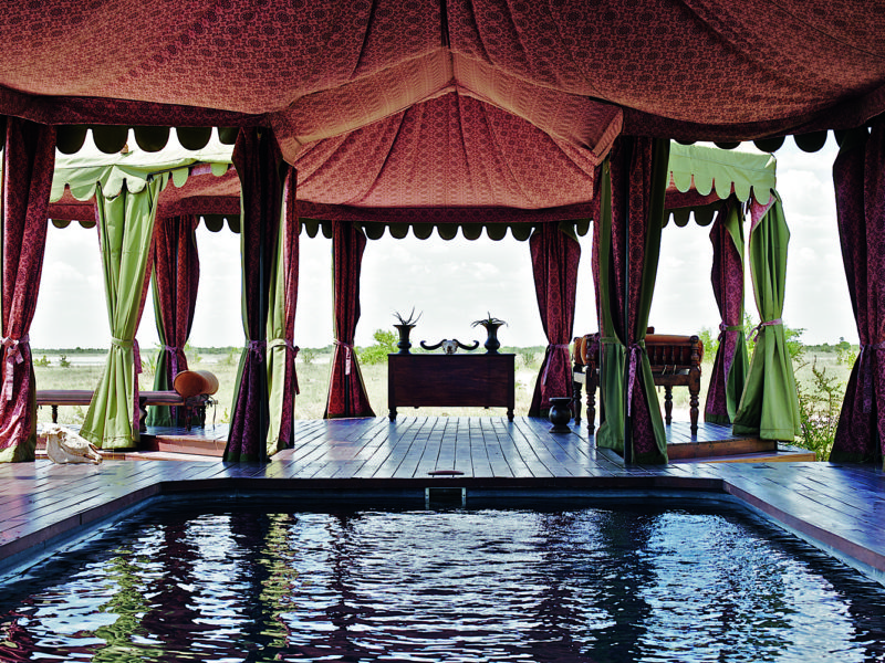 The outdoor pavilion at Jack's Camp, Botswana.