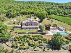 Drone shot of Villa Sambuco in Tuscany, Italy