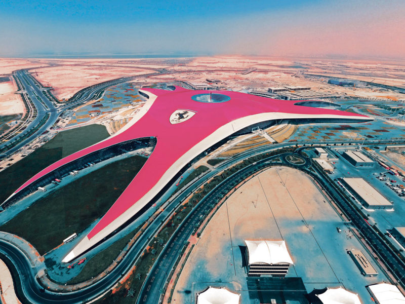 Aerial view of Ferrari World Abu Dhabi.