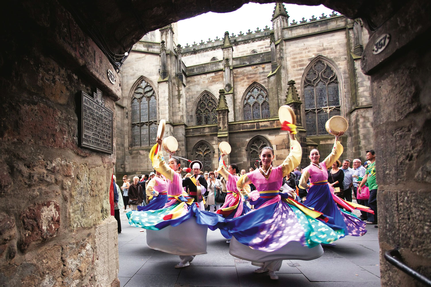 Dancers at Edinburgh Fringe Festival, Scotland.