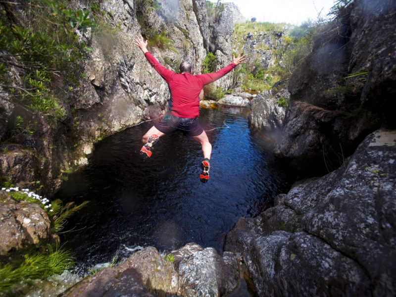 Todd Pitock tries his hand at 'kloofing' at Cape Town's Suicide Gorge.