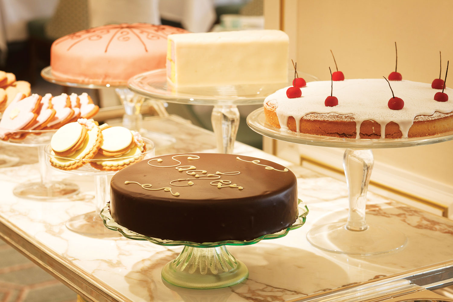Cake time at Fortnum and Mason's Jubilee Tearoom.