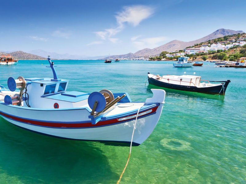 Azure waters surround Leros Island, Greece.