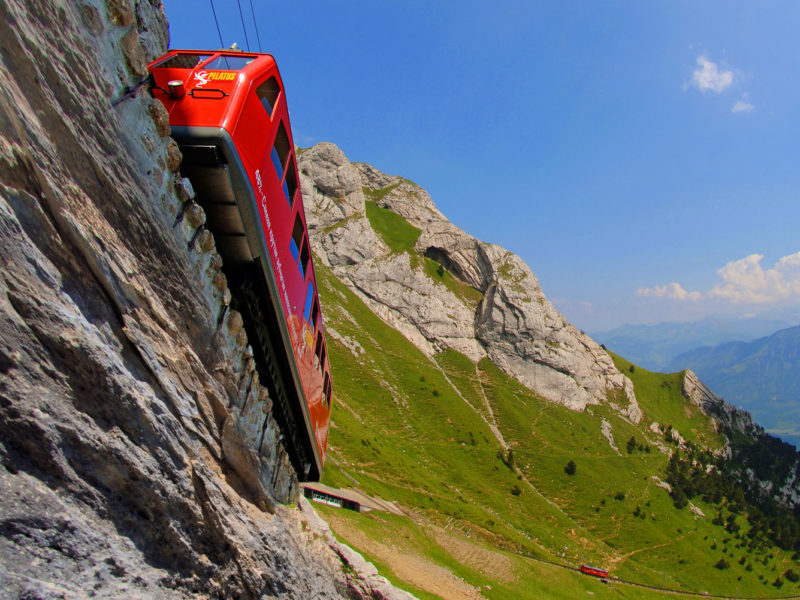 Take a journey up to the clouds on Switzerland’s steepest cogwheel railway.