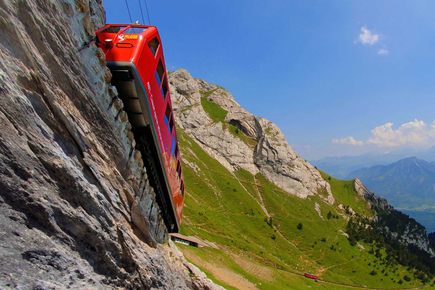 Take a journey up to the clouds on Switzerland’s steepest cogwheel railway.
