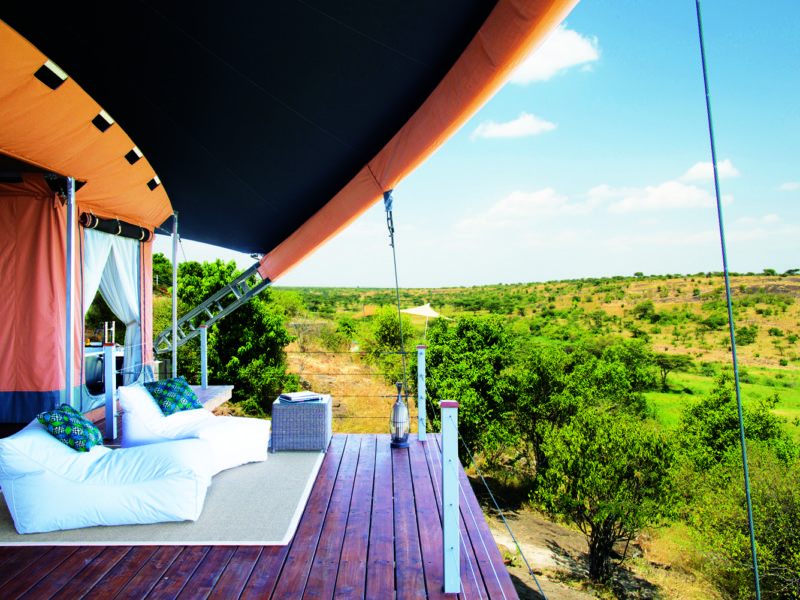 Each 'tent' at Mahali Mzuri has a private viewing deck.