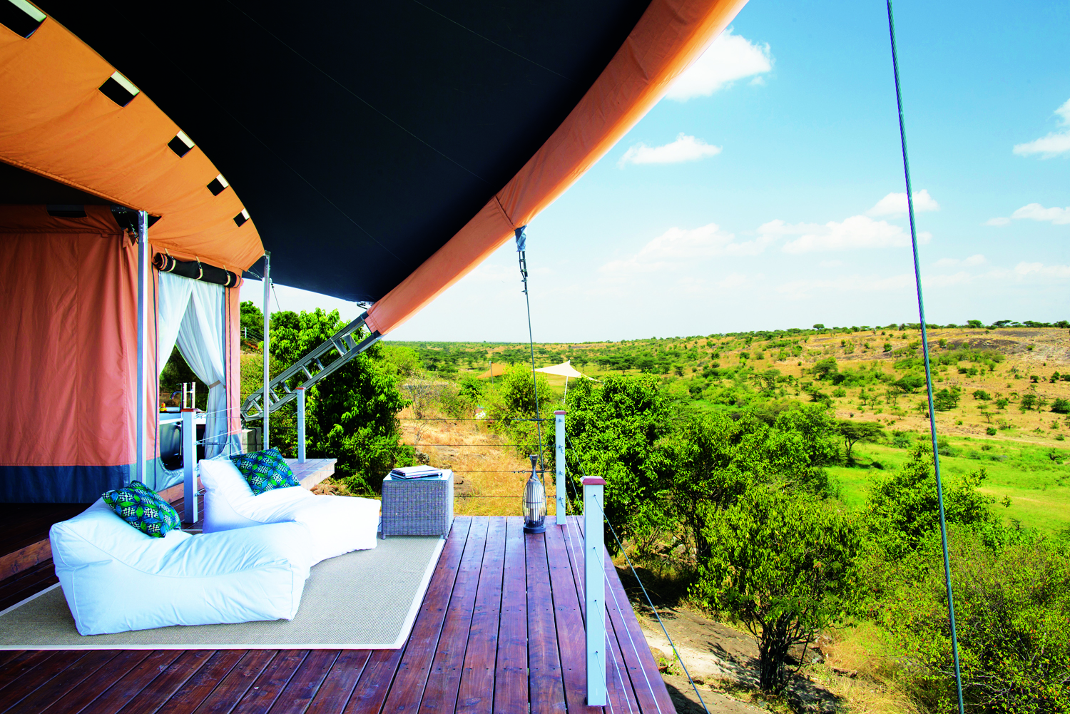 Each 'tent' at Mahali Mzuri has a private viewing deck.