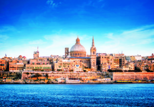 The Valletta skyline featuring St Paul's Cathedral.