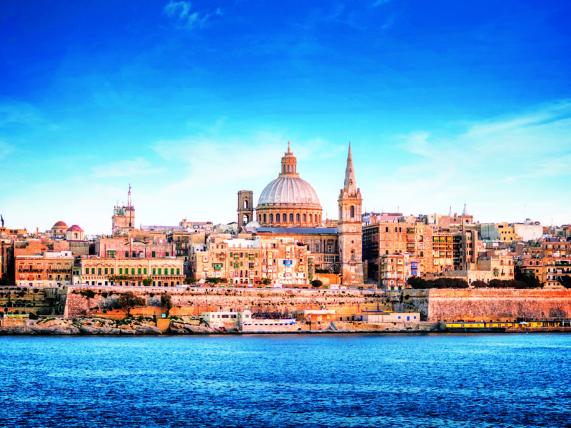 The Valletta skyline featuring St Paul's Cathedral.