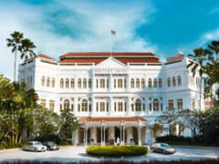 The exterior of Raffles Hotel, Singapore.