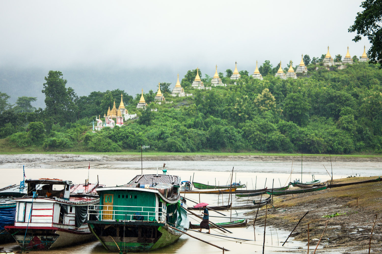 28 Buddhists stupas on the hillside at Ma Sein, overlooking Chindwin River.