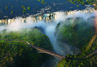 Victoria Falls in Zambia from above.