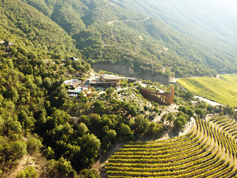 The verdant landscape of Colchagua Valley in Chile - home to the Lapostolle Residence.