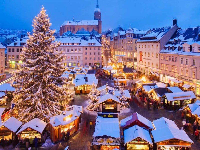 snowy christmas town