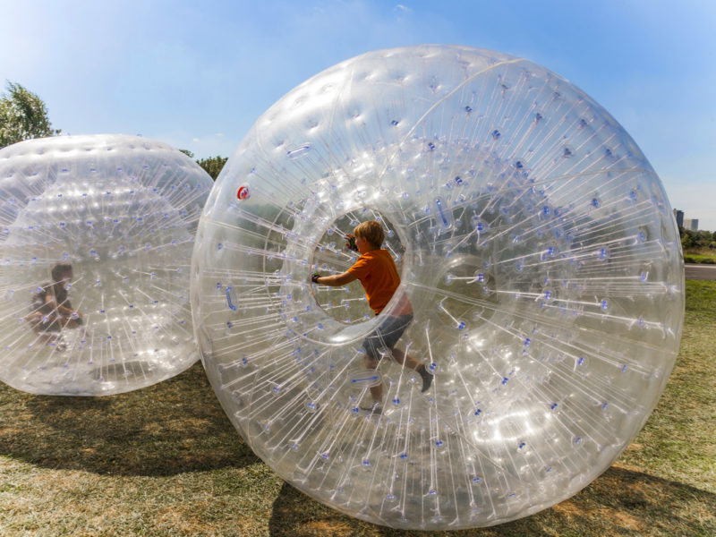 Zorbing in Rotorua, New Zealand.