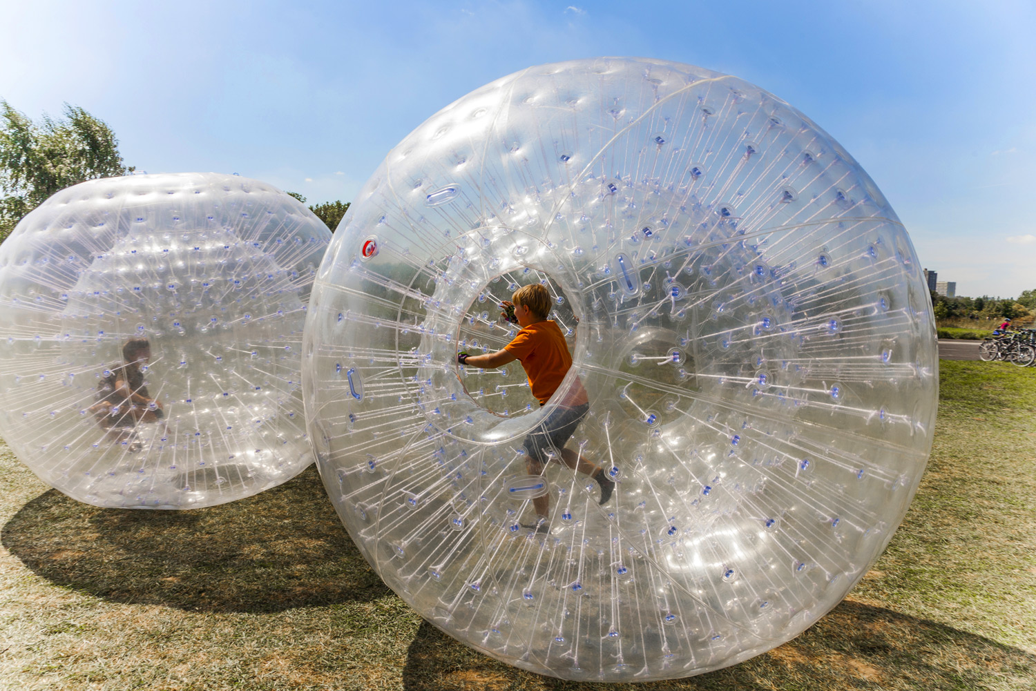 Zorbing in Rotorua, New Zealand.