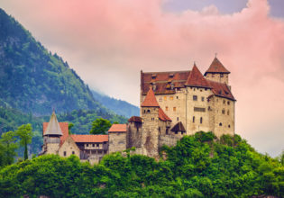 Liechtenstein, sandwiched between Switzerland and Austria.