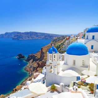 Oia village in Santorini, Greece.