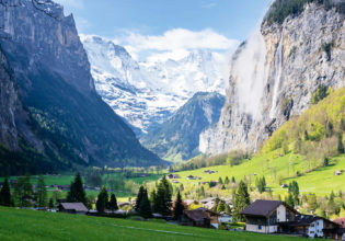 The spectacular Lauterbrunnen Valley, near Grindelwald in the Bernese Alps.