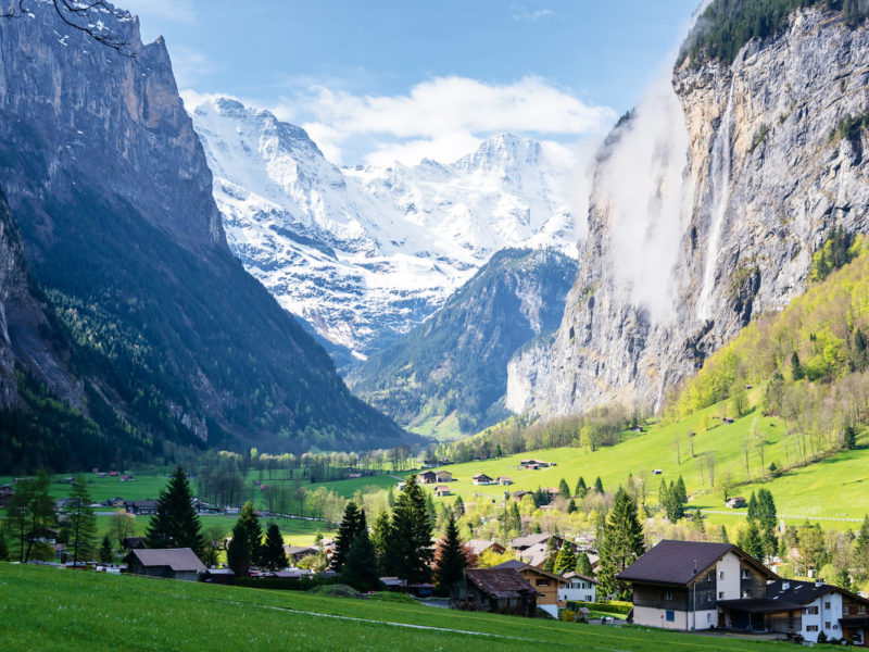The spectacular Lauterbrunnen Valley, near Grindelwald in the Bernese Alps.