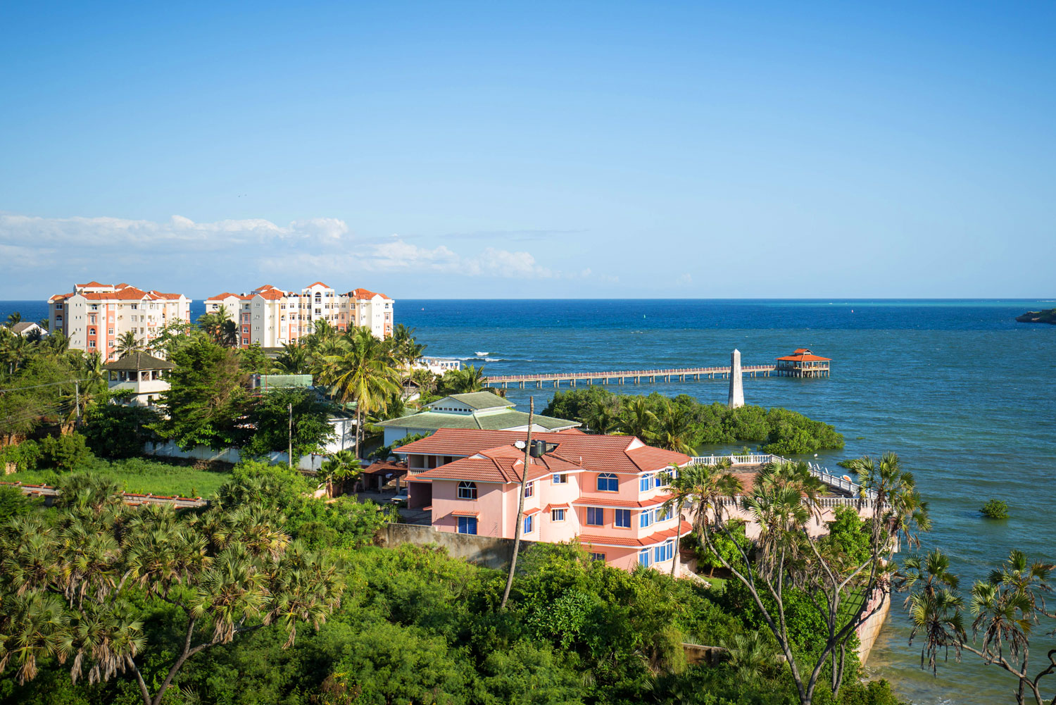 Mombasa city coastline in Kenya.