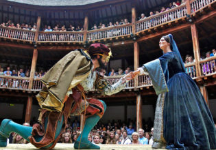 Inside Shakespeare's Globe theatre, London.