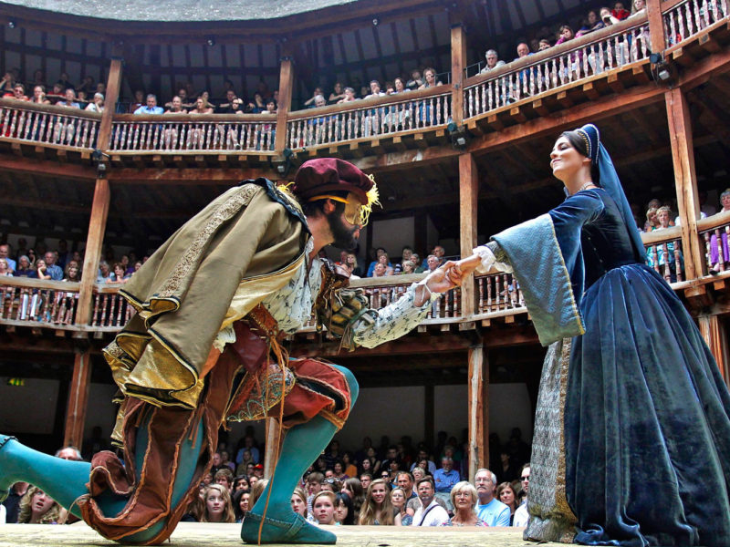 Inside Shakespeare's Globe theatre, London.