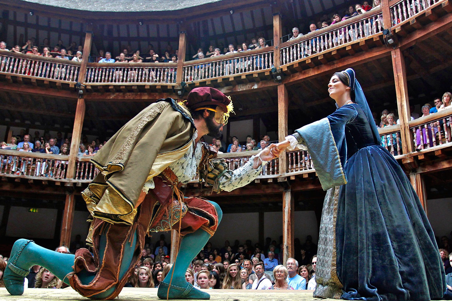 Inside Shakespeare's Globe theatre, London.