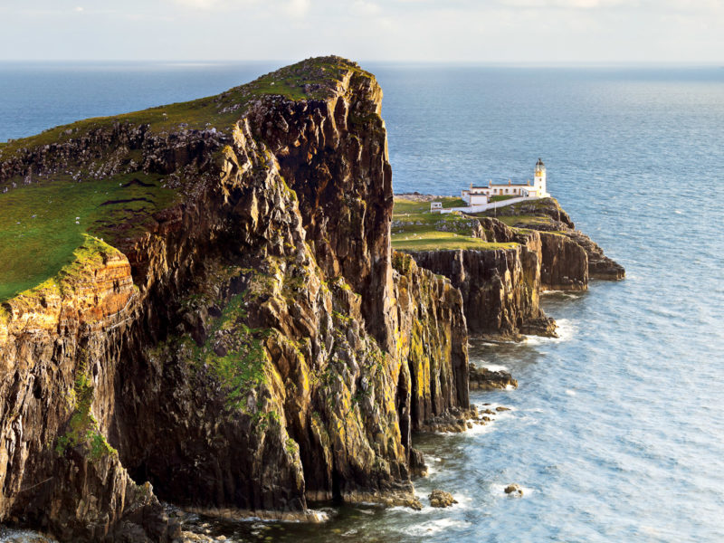 The sheer face of Neist Point on the Isle of Skye, Scotland.