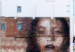 Mural by street artist Rone, in Christchurch, New Zealand.