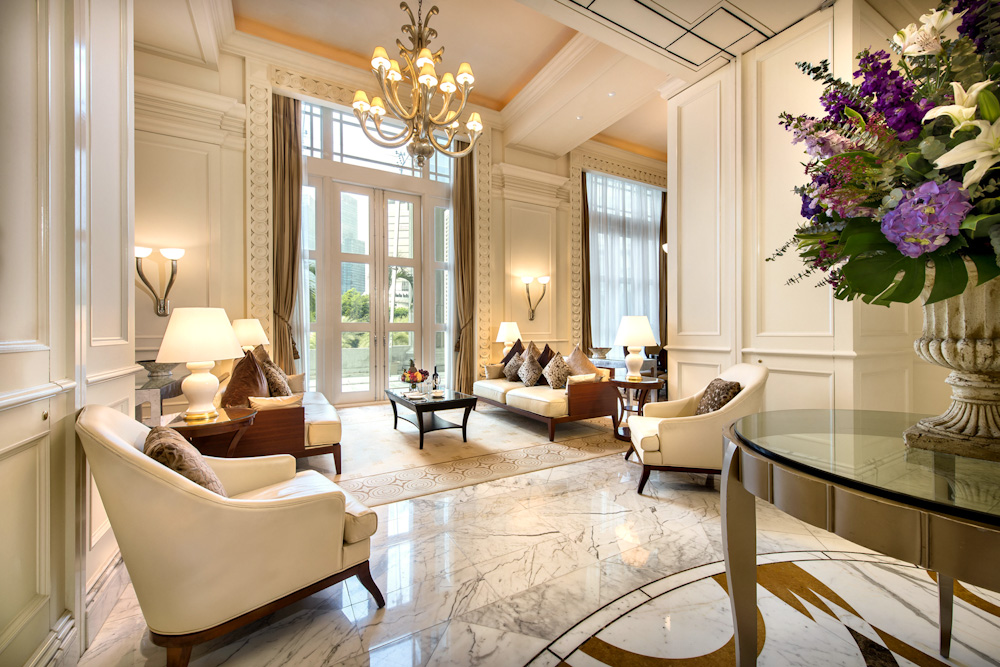 Singapore Fullerton Hotel Presidentail Suite living room marble floor
