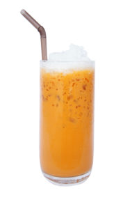 Thai tea "cha-yen" cold tea" in Thailand, is a drink made from strongly-brewed black tea.