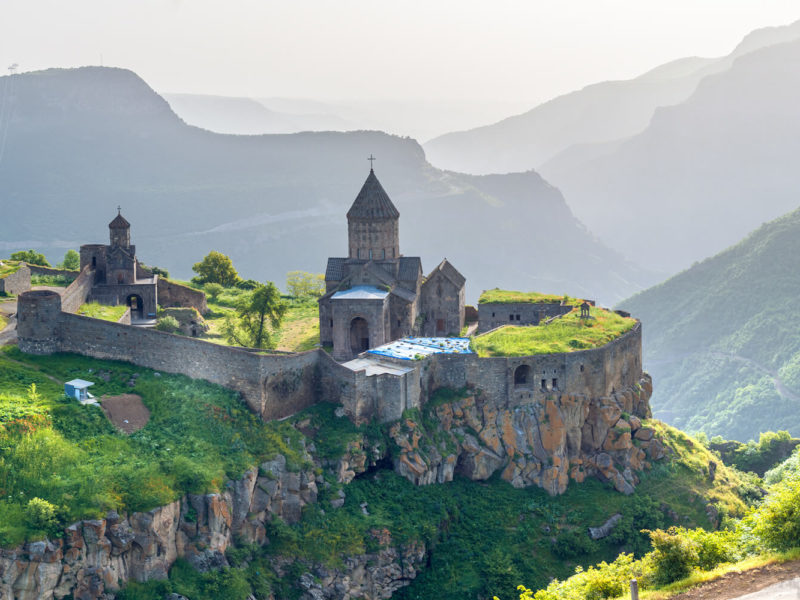 Ancient monastery in setting sun, Tatev, Armenia (photo: Alamy Stock Photo).