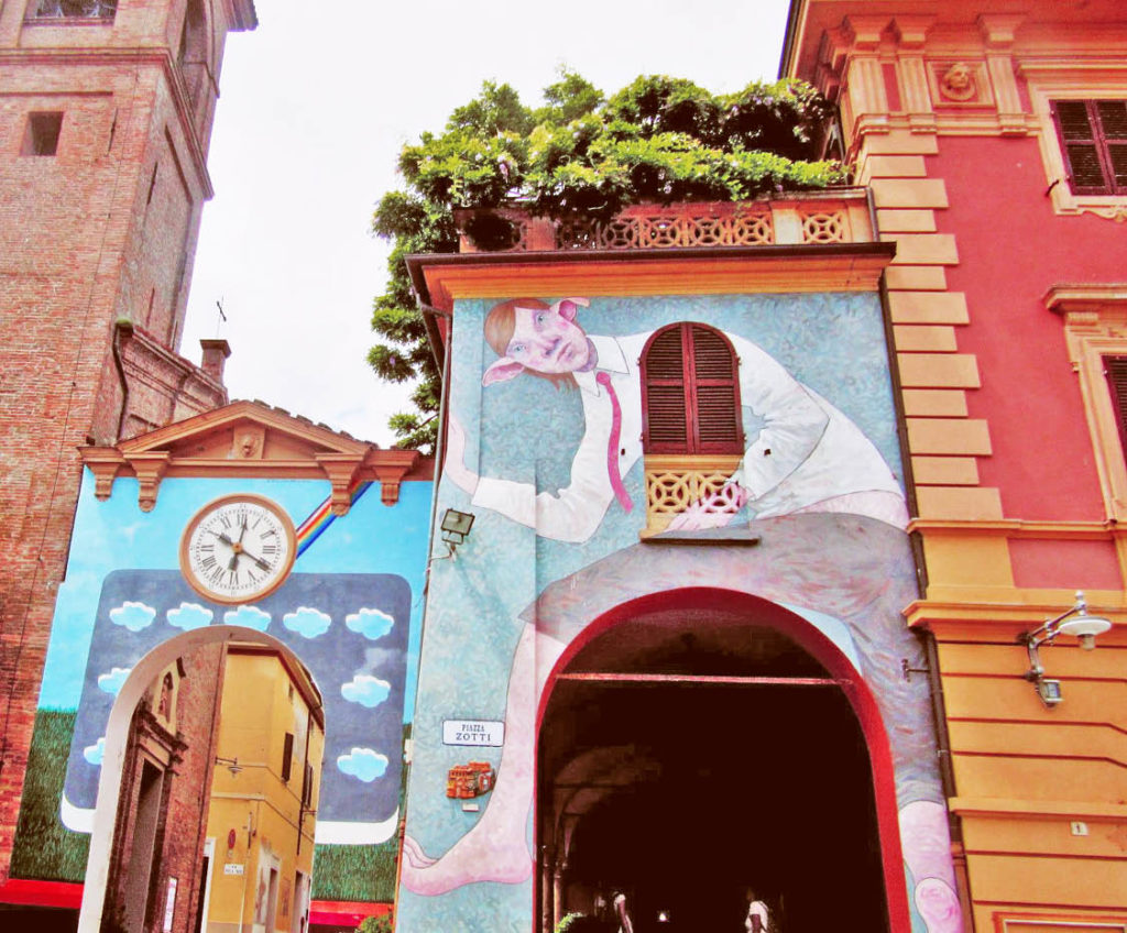 Dozza village Emilia Romagna Italy colourful architecture