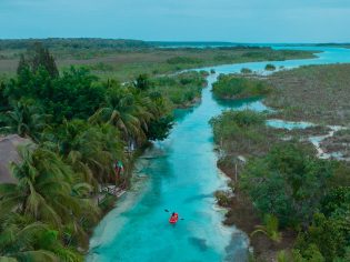 Kayaking in Bacalar lagoon Mexico