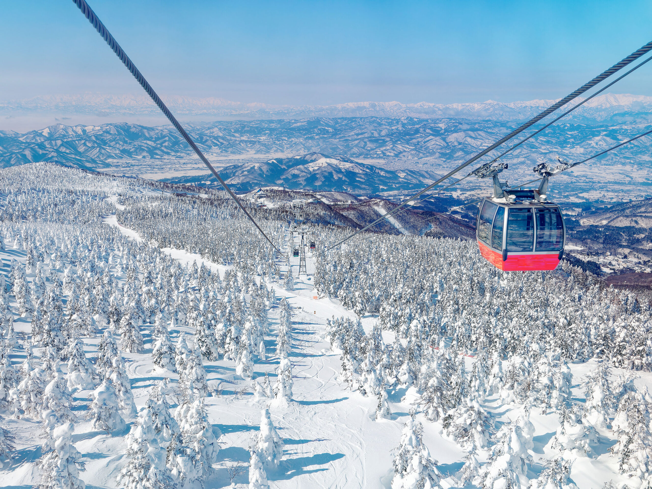 a cable car over Zao Onsen