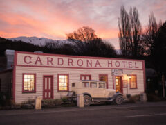 the Cardrona Hotel at sunset