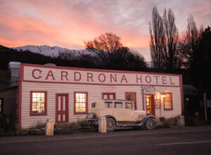 the Cardrona Hotel at sunset