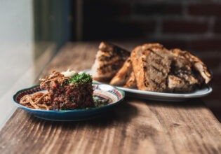 Steak tartare and fresh charred sourdough at Fete