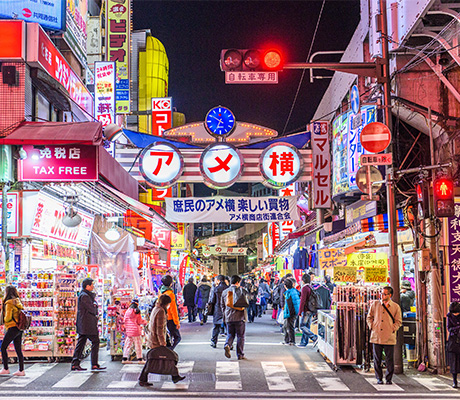 Shopping at night in Tokyo