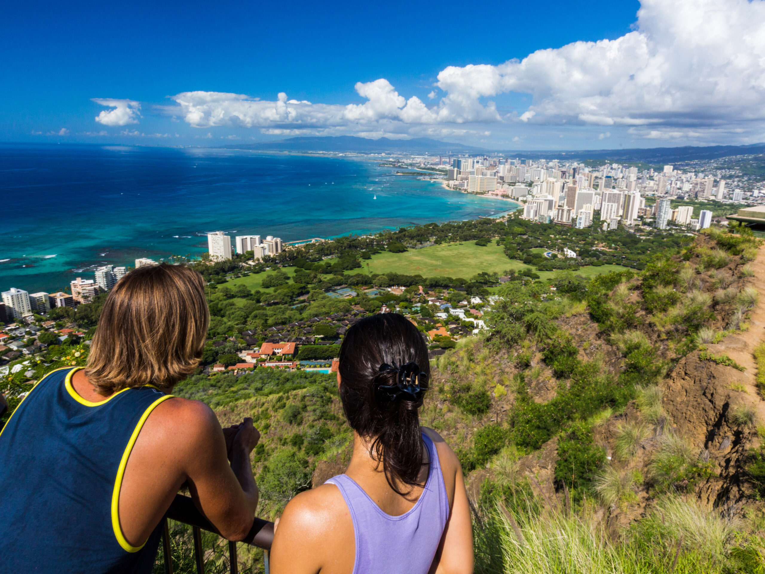 Diamond Head (Lē&lsquo;ahi) Trail viewpoint in Hawaii