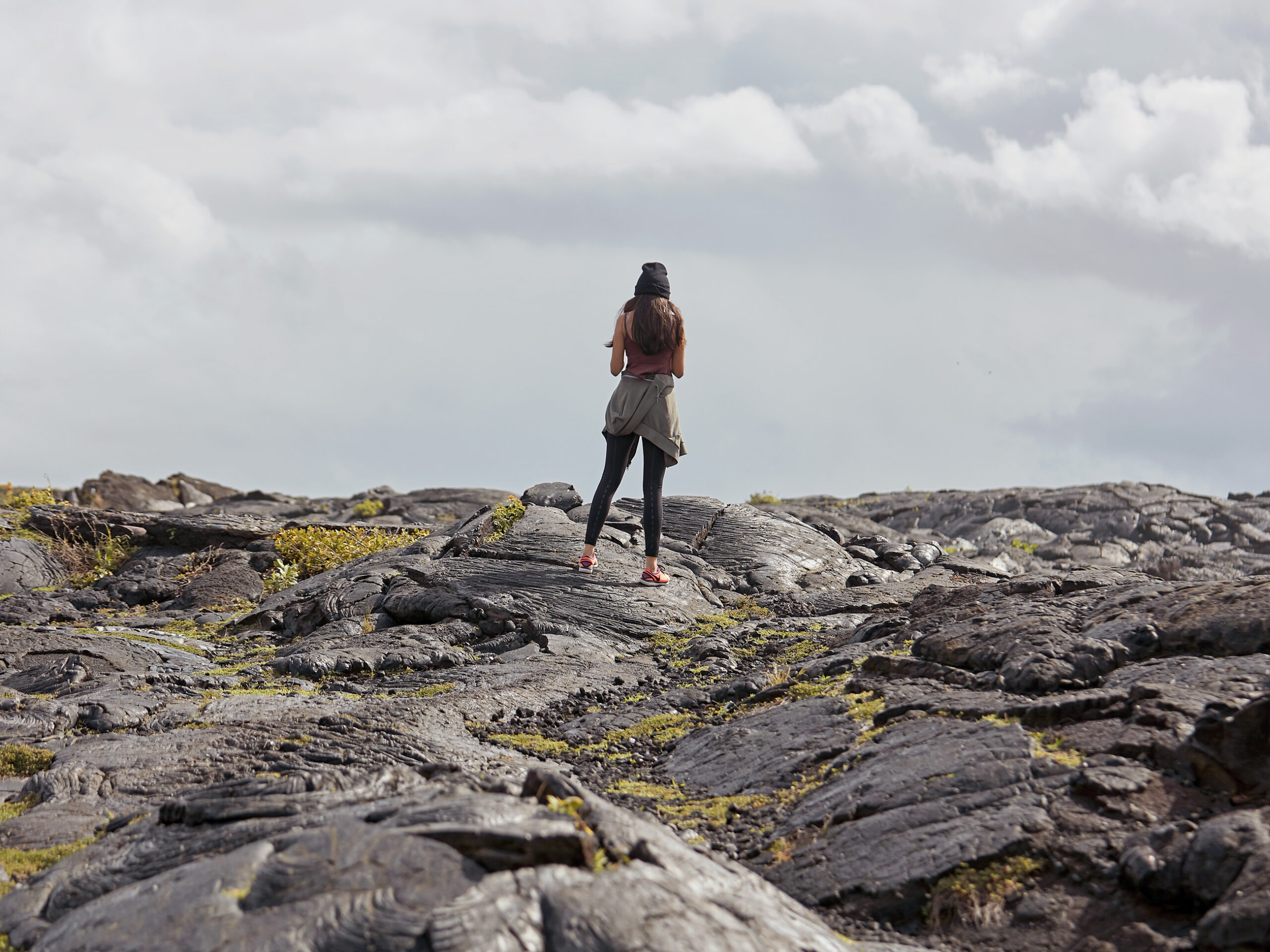a hiker at Hawaii Volcanoes National Park