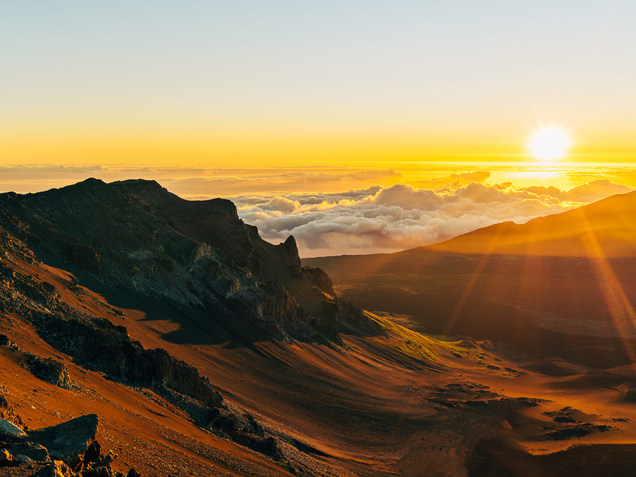the Haleakalā Crater at sunrise
