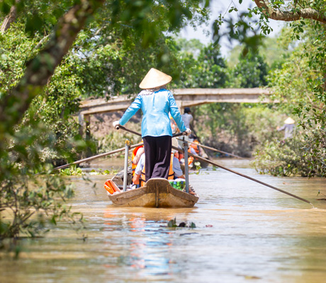 Row boat on Mekong