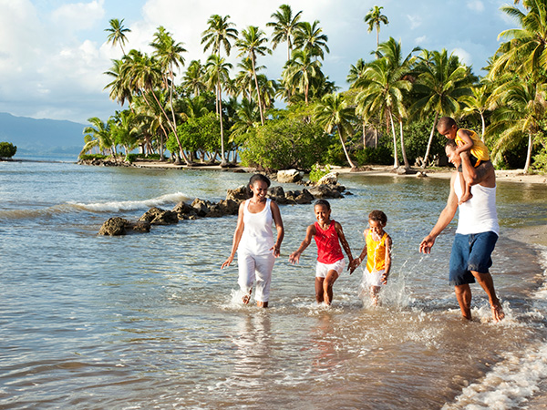 Family on beach Fiji