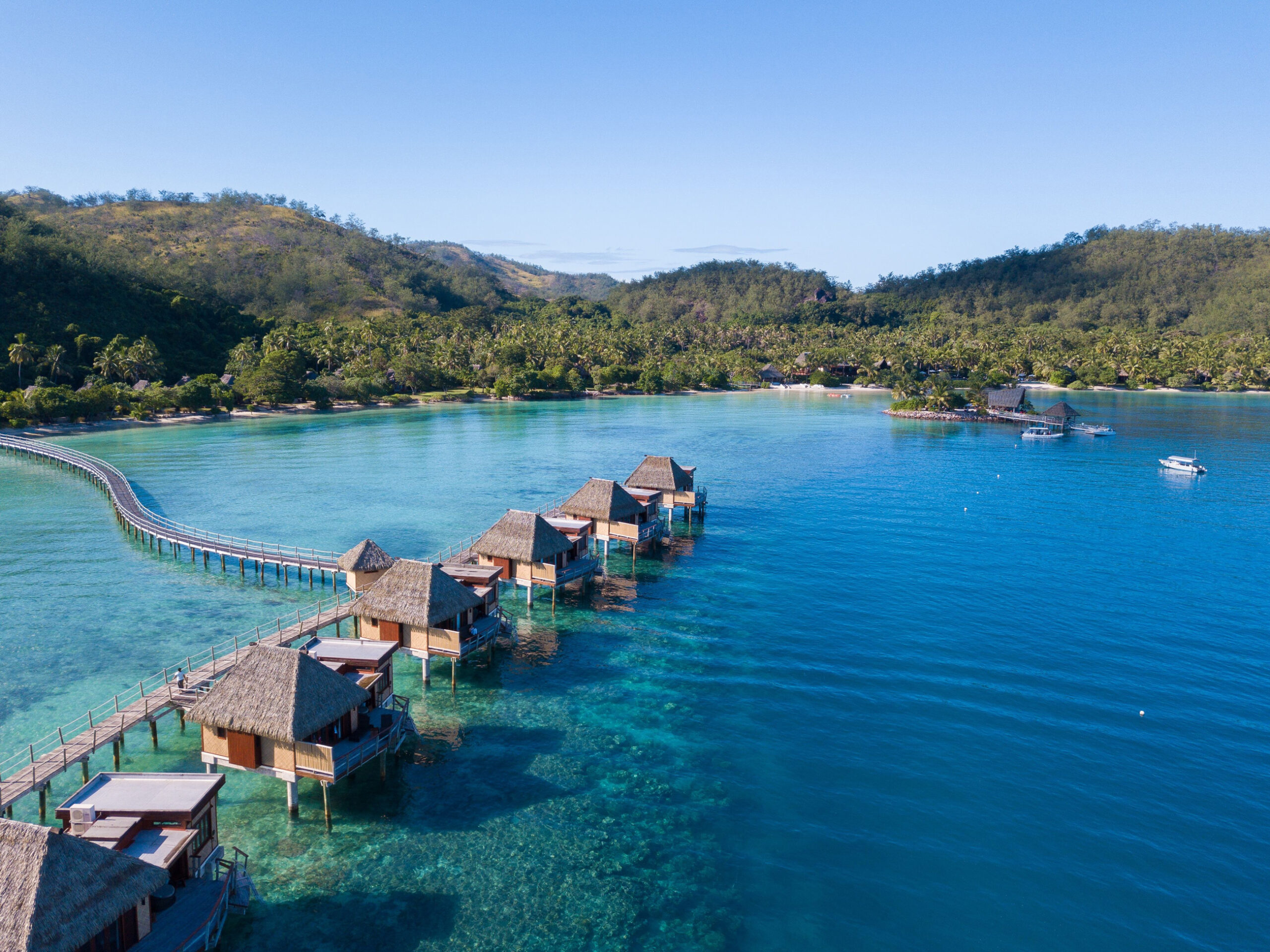 overwater bungalows at Likuliku Lagoon Resort, Fiji