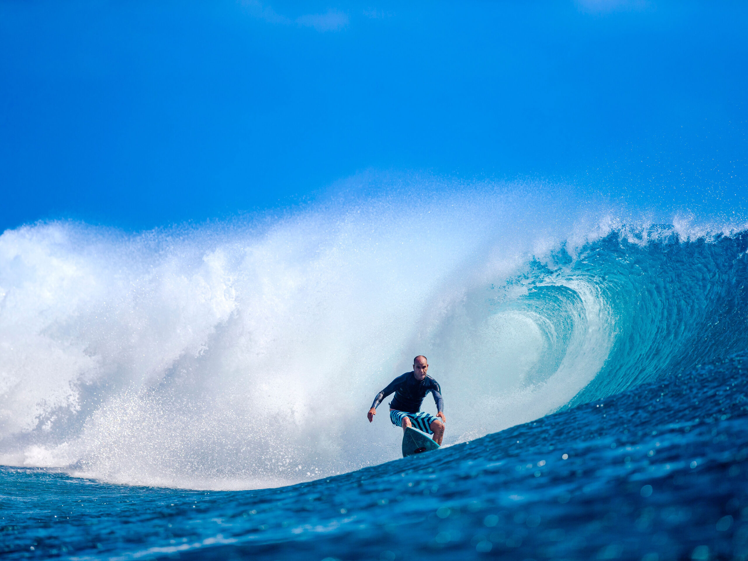 Surfing Cloudbreak in Fiji