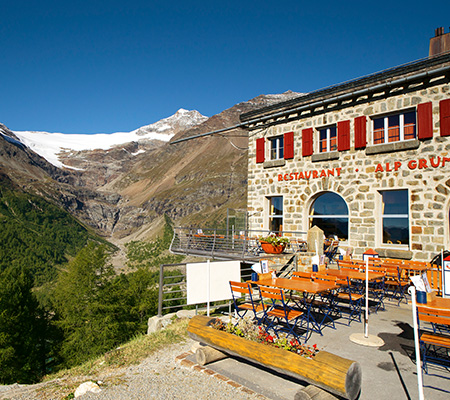 Alp Grüm station and hotel. Bernina Express, Switzerland