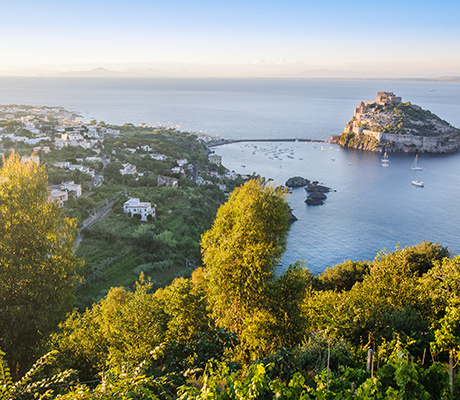 Aerial view on Aragonese castle, Italy